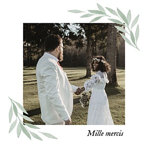 Carte de remerciement mariage avec photo feuille aquarelle vert Carte de remerciement mariage avec photo feuille aquarelle vert