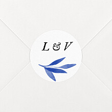 Stickers pour enveloppes mariage Feuille aquarelle bleu Stickers pour enveloppes mariage Feuille aquarelle bleu