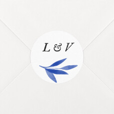 Stickers pour enveloppes mariage Feuille aquarelle bleu