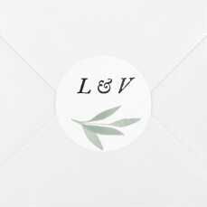 Stickers pour enveloppes mariage Feuille aquarelle vert