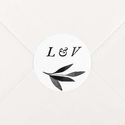 Stickers pour enveloppes mariage sans photo feuille aquarelle noir Stickers pour enveloppes mariage sans photo feuille aquarelle noir