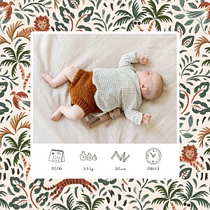 Faire-part de naissance orange petite jungle pictos orange Faire-part de naissance orange petite jungle pictos orange