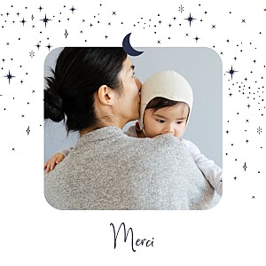 Carte de remerciement avec photo constellation blanc Carte de remerciement avec photo constellation blanc
