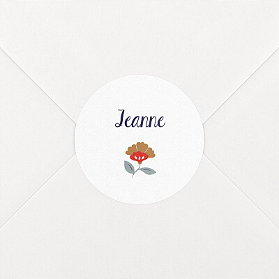 Stickers pour enveloppes baptême fille flora bleu nuit Stickers pour enveloppes baptême fille flora bleu nuit