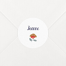 Stickers pour enveloppes baptême Flora bleu nuit Stickers pour enveloppes baptême Flora bleu nuit