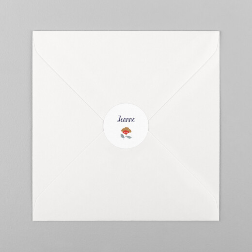 Stickers pour enveloppes baptême Flora bleu nuit - Vue 2