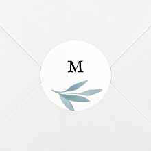 Stickers pour enveloppes naissance Feuillage aquarelle bleu