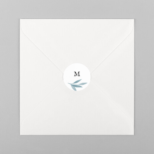 Stickers pour enveloppes naissance Feuillage aquarelle bleu - Vue 2 Stickers pour enveloppes naissance Feuillage aquarelle bleu - Vue 2