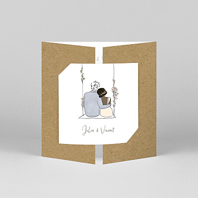 Faire-part de mariage beige les mariés champêtres (fenêtre) kraft Faire-part de mariage beige les mariés champêtres (fenêtre) kraft