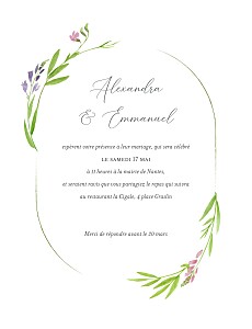 Faire-part de mariage nature bucolique (couronne) rose Faire-part de mariage nature bucolique (couronne) rose