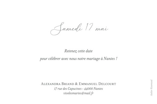 Save the Date Bucolique (photo) blanc - Verso