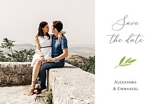 Save the date classique bucolique (photo) blanc Save the date classique bucolique (photo) blanc