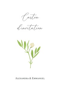 Carton d'invitation mariage blanc bucolique (portrait) bleu Carton d'invitation mariage blanc bucolique (portrait) bleu