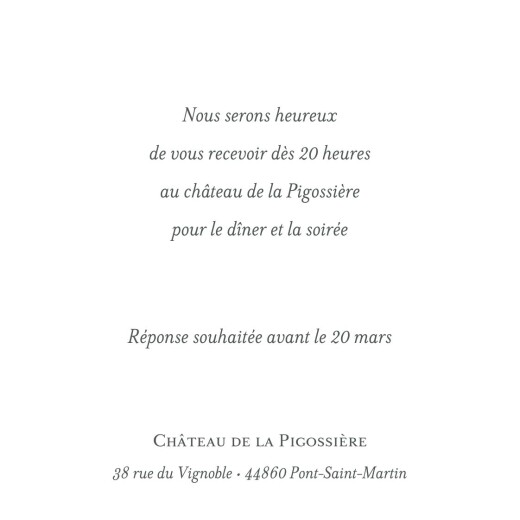 Carton d'invitation mariage Bucolique rose - Verso