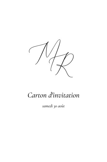 Carton d'invitation mariage Élégance (Portrait) noir - Recto