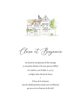 Faire-part de mariage notre lieu (portrait) blanc Faire-part de mariage notre lieu (portrait) blanc