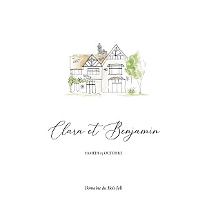 Faire-part de mariage vintage notre lieu blanc Faire-part de mariage vintage notre lieu blanc