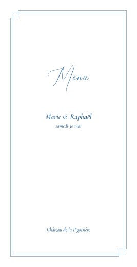 Menu de mariage Élégance Bleu - Page 1