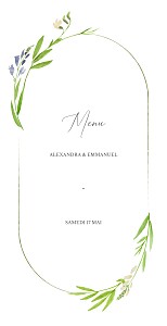 Menu de mariage bleu bucolique bleu Menu de mariage bleu bucolique bleu