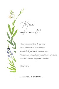 Carte de remerciement mariage bleu bucolique (portrait) bleu Carte de remerciement mariage bleu bucolique (portrait) bleu