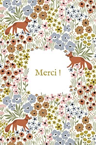 Carte de remerciement bikini sous la pluie liberty renard ocre Carte de remerciement bikini sous la pluie liberty renard ocre