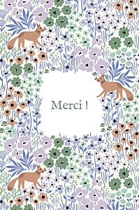 Carte de remerciement bleu liberty renard bleu Carte de remerciement bleu liberty renard bleu
