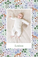 Faire-part de naissance Liberty renard (portrait) bleu