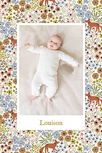 Faire-part de naissance orange liberty renard (portrait) ocre Faire-part de naissance orange liberty renard (portrait) ocre