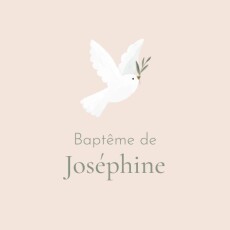 Etiquette perforée baptême Petite colombe Rose