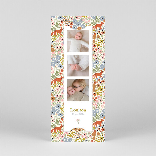 Faire-part de naissance Liberty renard (marque-page) ocre - Vue 2 Faire-part de naissance Liberty renard (marque-page) ocre - Vue 2