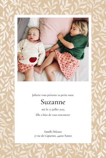 Faire-part de naissance Harmonie Beige - Verso Faire-part de naissance Harmonie Beige - Verso