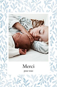 Carte de remerciement avec photo harmonie bleu Carte de remerciement avec photo harmonie bleu