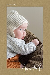 Faire-part de naissance gris cadre calligraphie (portrait) kraft Faire-part de naissance gris cadre calligraphie (portrait) kraft