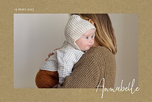 Faire-part de naissance gris cadre calligraphie (paysage) kraft Faire-part de naissance gris cadre calligraphie (paysage) kraft