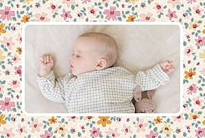 Faire-part de naissance vintage bloom (paysage) rose Faire-part de naissance vintage bloom (paysage) rose