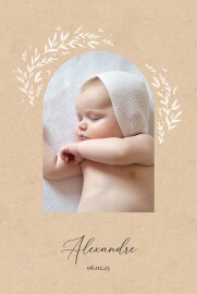 Faire-part de naissance Douce nuit (portrait) beige texturé