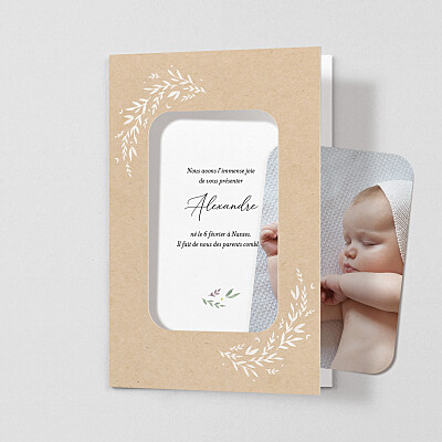 Faire-part de naissance automne-hiver douce nuit (cadre) beige texturé Faire-part de naissance automne-hiver douce nuit (cadre) beige texturé