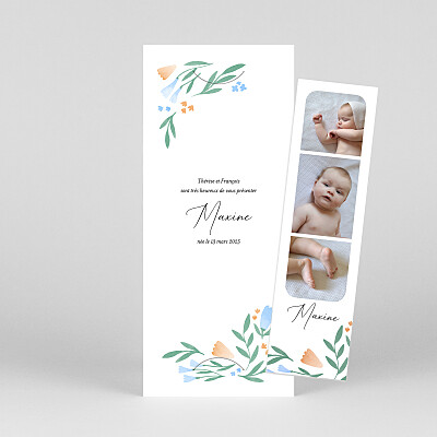 Faire-part de naissance orange jardin fleuri (marque-page) orange Faire-part de naissance orange jardin fleuri (marque-page) orange
