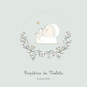Faire-part de baptême vintage lovely baby vert Faire-part de baptême vintage lovely baby vert