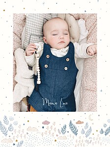 Affichette naissance douceur céleste blanc Affichette naissance douceur céleste blanc