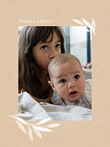 Affiche naissance feuillage aquarelle (portrait) beige Affiche naissance feuillage aquarelle (portrait) beige