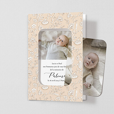 Faire-part de naissance bleu douces indiennes (cadre) rose Faire-part de naissance bleu douces indiennes (cadre) rose