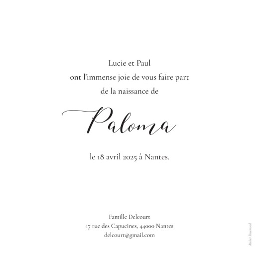 Faire-part de naissance Douces indiennes Marine - Verso Faire-part de naissance Douces indiennes Marine - Verso