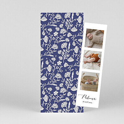 Faire-part de naissance bleu douces indiennes (marque-page) bleu Faire-part de naissance bleu douces indiennes (marque-page) bleu