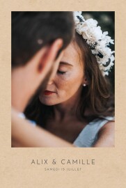 Faire-part de mariage Élégant photo portrait beige texturé