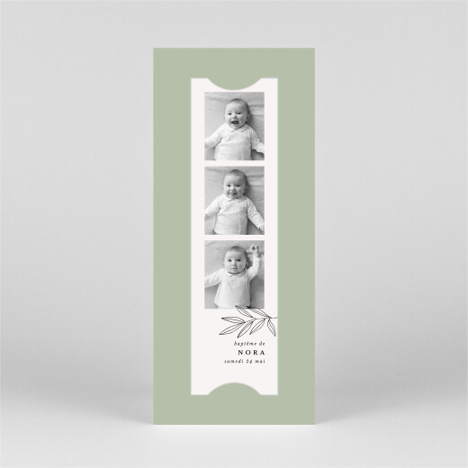 Faire-part de baptême Jeune pousse (marque-page) vert - Vue 2 Faire-part de baptême Jeune pousse (marque-page) vert - Vue 2