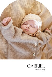 Faire-part de naissance beige simplement (arche) blanc Faire-part de naissance beige simplement (arche) blanc
