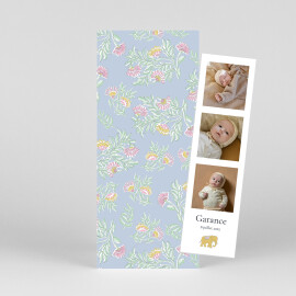 Faire-part de naissance Indiennes fleuries (marque page) bleu