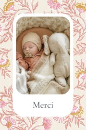 Carte de remerciement Indiennes fleuries rose