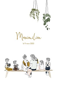 Faire-part de naissance Green family (arche) blanc Faire-part de naissance Green family (arche) blanc